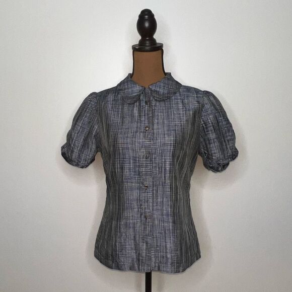 Marianne Kooimans Button Up Puff Sleeve 100% Silk Iridescent Blouse, Women’s 1 - Picture 14 of 14